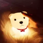 Casa si Gradina - Corpuri si surse de iluminat - Veioze si lampi - Lampi de veghe copii - Lampa de veghe pentru copii, model catel din silicon, lumina calda si multicolora, Gonga® Alb - Infinity.ro