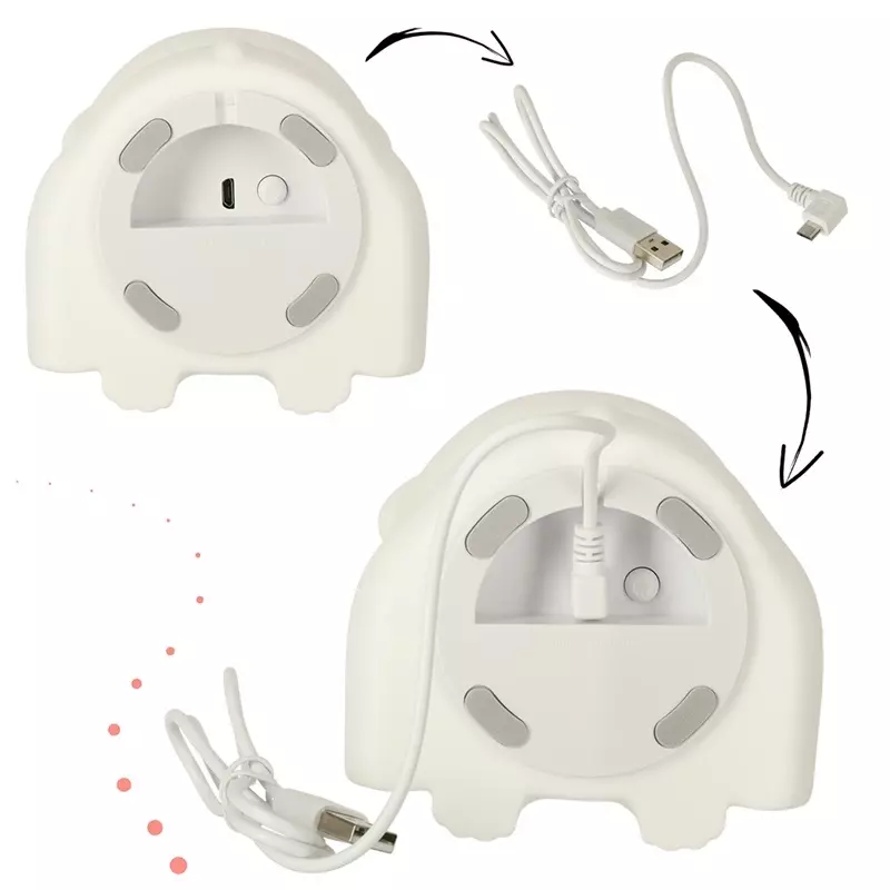 Casa si Gradina - Corpuri si surse de iluminat - Veioze si lampi - Lampi de veghe copii - Lampa de veghe pentru copii, model catel din silicon, lumina calda si multicolora, Gonga® Alb - Infinity.ro