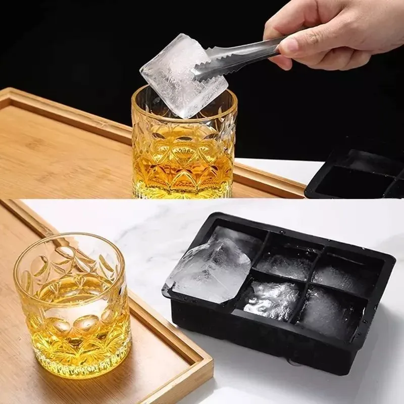 Casa si Gradina - Bucatarie si vesela - Accesorii bar - Forme cuburi de gheata - Forma din silicon pentru cuburi de gheata mari,16,5 x 11 x 5 cm, Gonga® Negru - Infinity.ro