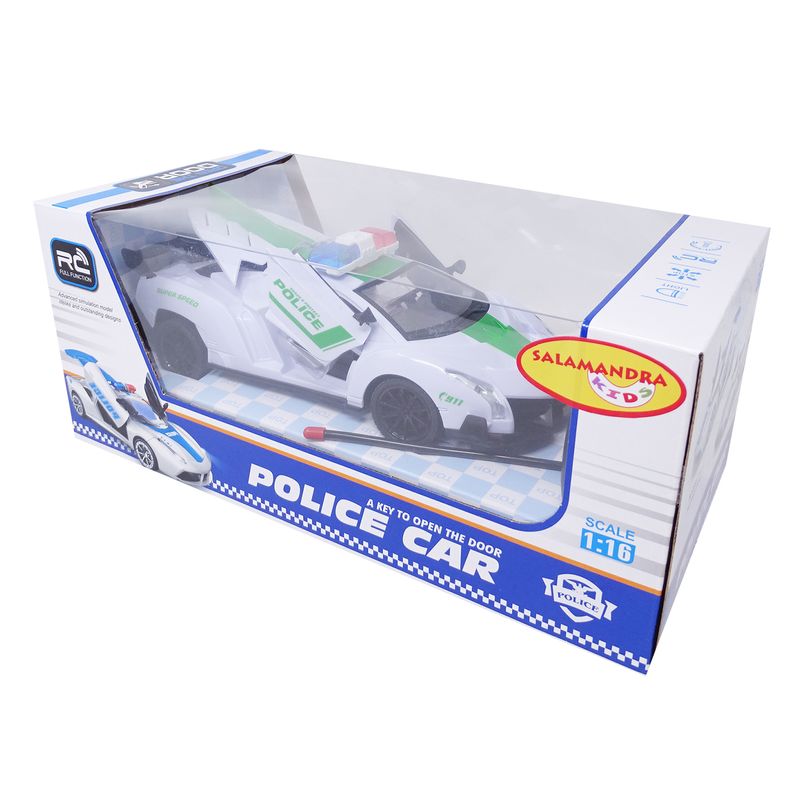 Jucarii, Copii si Bebe - Jucarii si jocuri - Vehicule si jucarii cu telecomanda - Masinute - Masina de Politie Verde cu Telecomanda, Lumini si Acumulator, SALAMANDRA KIDS® - Infinity.ro