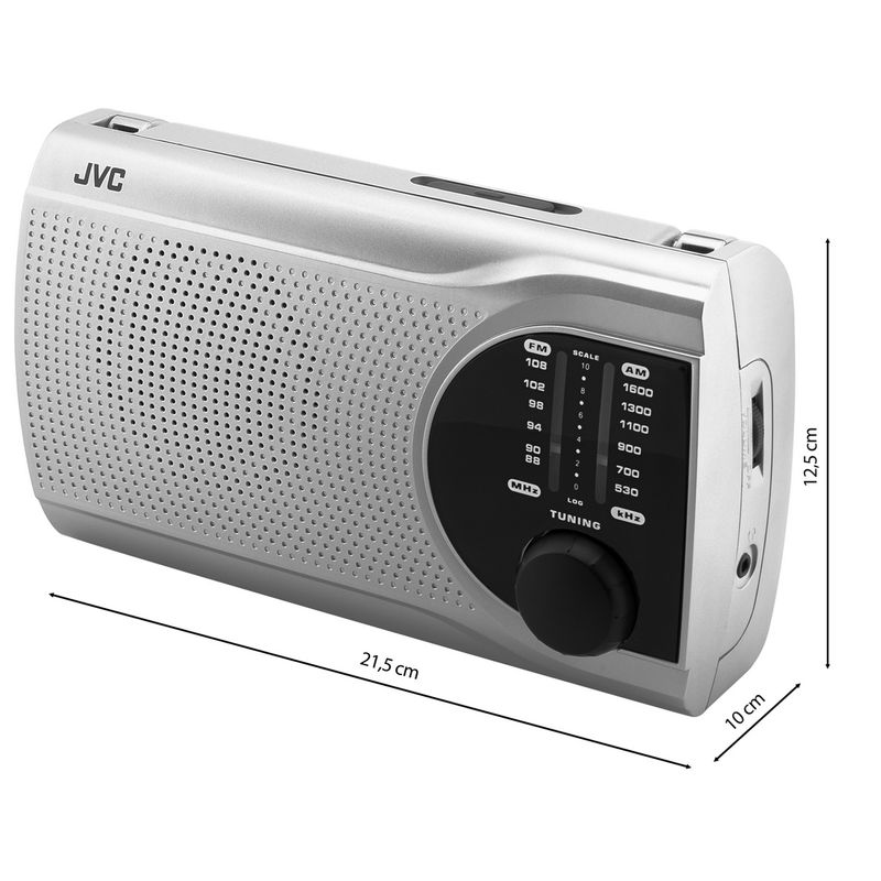 TV, Audio-Video si Foto - Portabile audio - Radio - Radio JVC RA-E321S, tuner analogic FM/AM, mufa jack pentru casti, argintiu - Infinity.ro