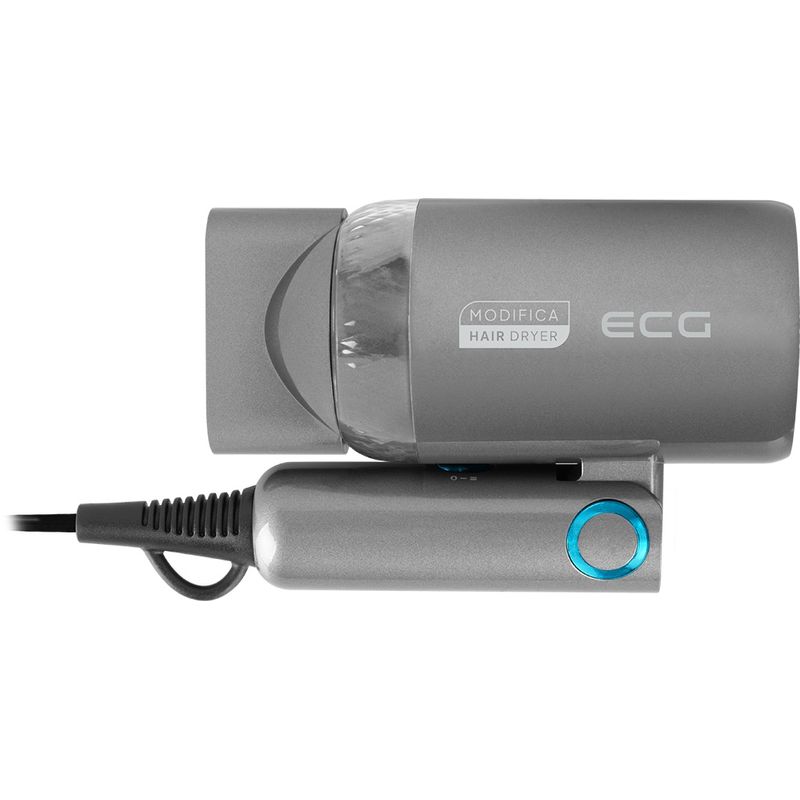 Ingrijire personala si Cosmetice - Aparate & accesorii ingrijire personala - Hair styling - Uscatoare de par - Uscator de par pentru voiaj ECG Grigio Piccolo, 1200 W, 2 viteze, 2 niveluri de temperatura, maner pliabil, gri - Infinity.ro