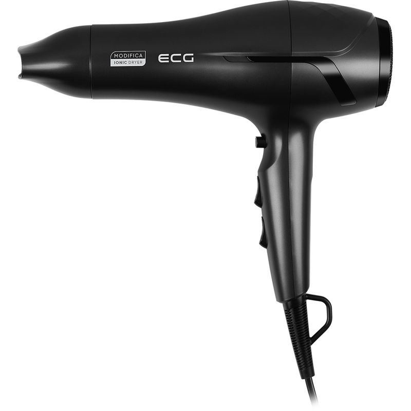Ingrijire personala si Cosmetice - Aparate & accesorii ingrijire personala - Hair styling - Uscatoare de par - Uscator de par cu ionizare ECG Modifica Nera Grande+, 2200 W, 2 viteze, 3 niveluri de temperatura, difuzor, negru - Infinity.ro