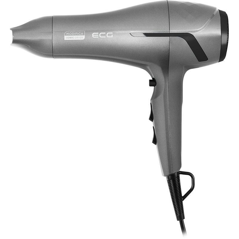 Ingrijire personala si Cosmetice - Aparate & accesorii ingrijire personala - Hair styling - Uscatoare de par - Uscator de par cu ionizare ECG Modifica Grigio Grande, 2200 W, 2 viteze, 3 niveluri de temperatura, gri - Infinity.ro