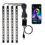 Auto si Moto - Electrice auto - Iluminare si semnalizare - Lumini ambientale - Benzi Led Auto Techstar®, MultiColore, RGB, 12 Leduri x 4 Benzi, Control Aplicatie, Bluetooth, Android - Infinity.ro