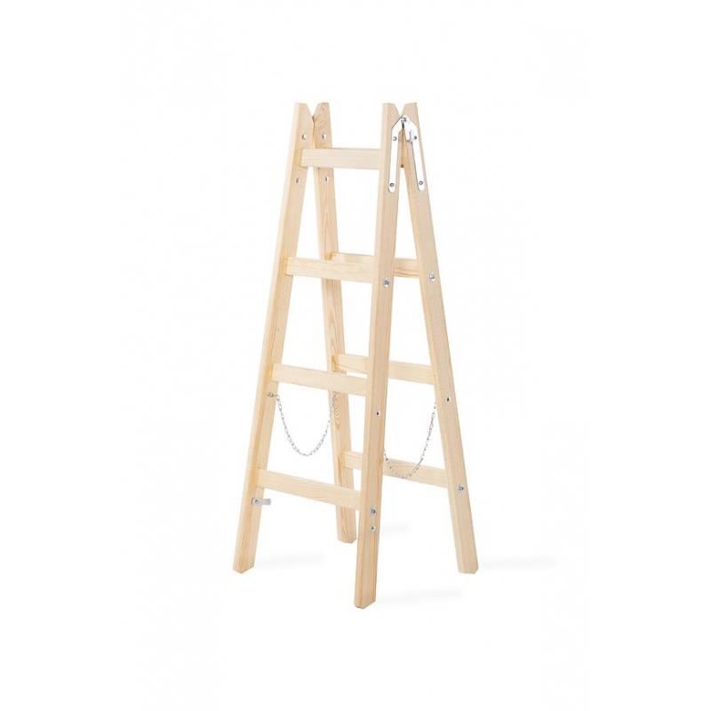 Sport si Outdoor - Ciclism - Piese pentru biciclete - Scule biciclete - Scara lemn, 2 tronsoane, 4 trepte, carlig pentru galeata, max 150 kg, 1.32 m, Strend Pro - Infinity.ro
