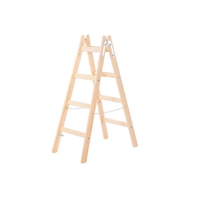 Sport si Outdoor - Ciclism - Piese pentru biciclete - Scule biciclete - Scara lemn, 2 tronsoane, 4 trepte, carlig pentru galeata, max 150 kg, 1.32 m, Strend Pro - Infinity.ro