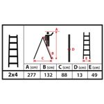 Sport si Outdoor - Ciclism - Piese pentru biciclete - Scule biciclete - Scara lemn, 2 tronsoane, 4 trepte, carlig pentru galeata, max 150 kg, 1.32 m, Strend Pro - Infinity.ro