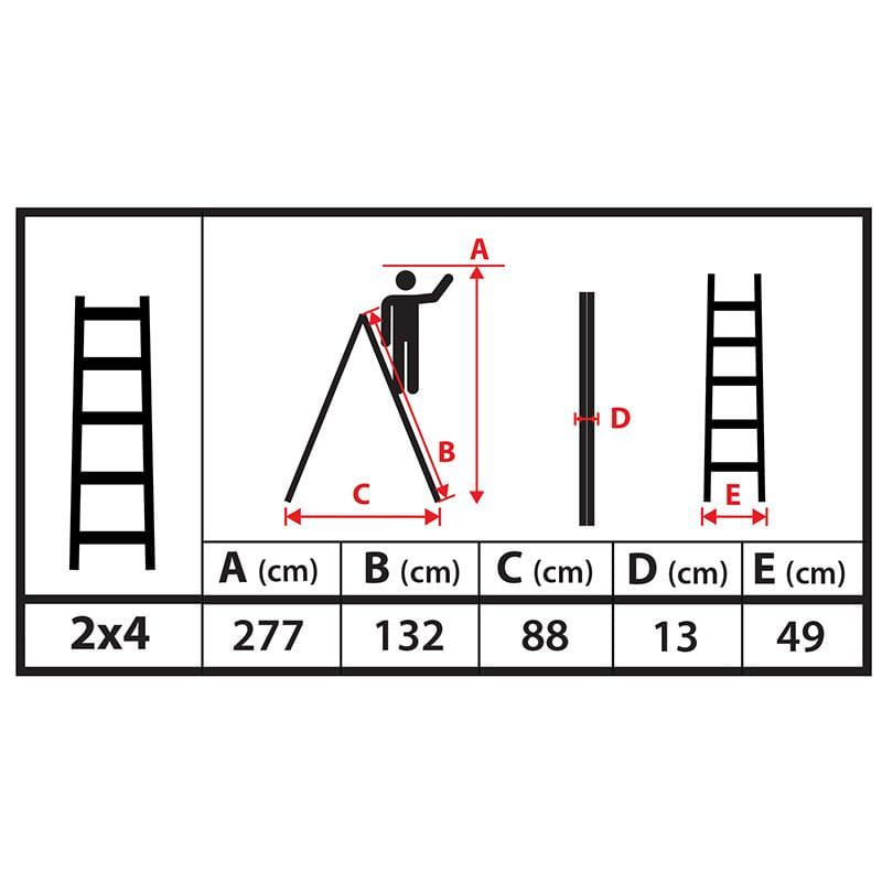 Sport si Outdoor - Ciclism - Piese pentru biciclete - Scule biciclete - Scara lemn, 2 tronsoane, 4 trepte, carlig pentru galeata, max 150 kg, 1.32 m, Strend Pro - Infinity.ro