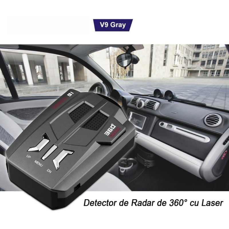 Auto si Moto - Electronice auto - Statii radio si detectoare radar - Detector Radar Auto Techstar® V9, Laser, Alerta Voce, Sistem Alarma Viteza, K Band, Ka Band - Infinity.ro