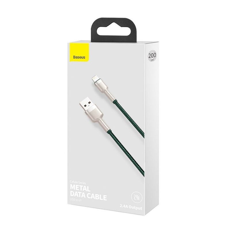 Laptop, Telefoane si Tablete - Telefoane mobile si accesorii - Accesorii Telefoane - Cabluri si adaptoare telefoane - Cablu de Date USB la Lightning 2.4A, 2m - Baseus Cafule (CALJK-B06) - Verde - Infinity.ro