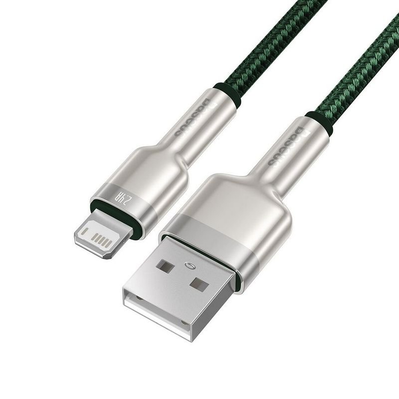 Laptop, Telefoane si Tablete - Telefoane mobile si accesorii - Accesorii Telefoane - Cabluri si adaptoare telefoane - Cablu de Date USB la Lightning 2.4A, 2m - Baseus Cafule (CALJK-B06) - Verde - Infinity.ro