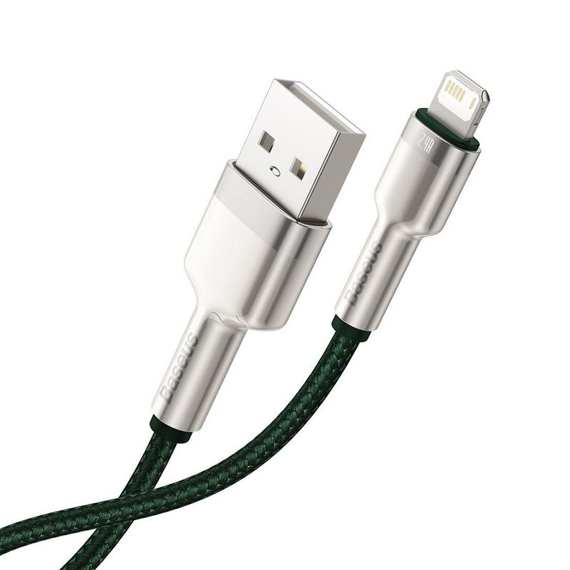 Laptop, Telefoane si Tablete - Telefoane mobile si accesorii - Accesorii Telefoane - Cabluri si adaptoare telefoane - Cablu de Date USB la Lightning 2.4A, 2m - Baseus Cafule (CALJK-B06) - Verde - Infinity.ro