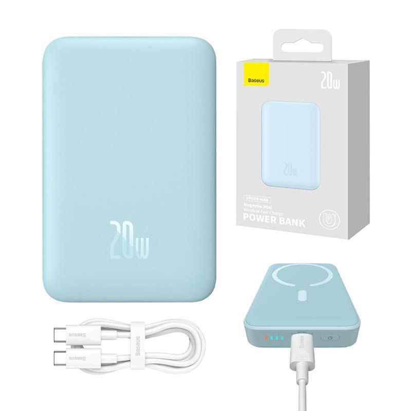 Laptop, Telefoane si Tablete - Telefoane mobile si accesorii - Accesorii Telefoane - Baterii externe - Baterie Externa USB-C, MagSafe, 10000mAh, 20W - Baseus Magnetic Mini (PPCX110103) - Bleu - Infinity.ro