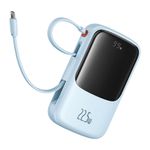 Laptop, Telefoane si Tablete - Telefoane mobile si accesorii - Accesorii Telefoane - Baterii externe - Acumulator Extern Lightning, 2x Type-C, USB, 22.5W, 10000mAh + Cablu Type-C - Baseus Qpow Pro+ (P10067101313-00) - Albastru - Infinity.ro