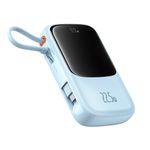 Laptop, Telefoane si Tablete - Telefoane mobile si accesorii - Accesorii Telefoane - Baterii externe - Acumulator Extern Lightning, 2x Type-C, USB, 22.5W, 10000mAh + Cablu Type-C - Baseus Qpow Pro+ (P10067101313-00) - Albastru - Infinity.ro