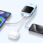 Laptop, Telefoane si Tablete - Telefoane mobile si accesorii - Accesorii Telefoane - Baterii externe - Acumulator Extern Lightning, 2x Type-C, USB, 22.5W, 10000mAh + Cablu Type-C - Baseus Qpow Pro+ (P10067101313-00) - Albastru - Infinity.ro