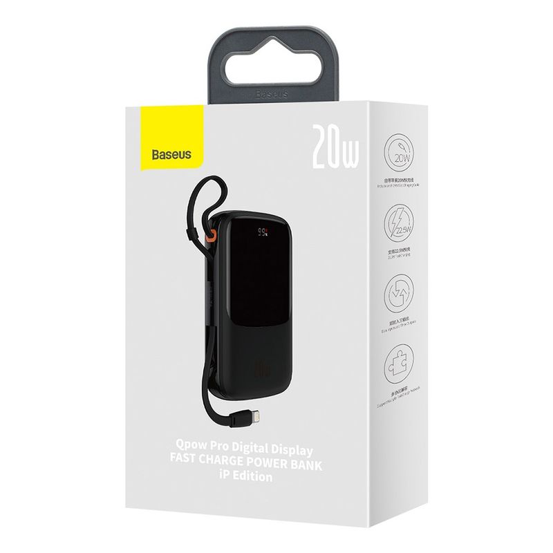 Laptop, Telefoane si Tablete - Telefoane mobile si accesorii - Accesorii Telefoane - Baterii externe - Baterie Externa 2x Lightning, Type-C, USB, 20000mAh, 20W - Baseus Qpow Pro (PPQD040001) - Negru - Infinity.ro