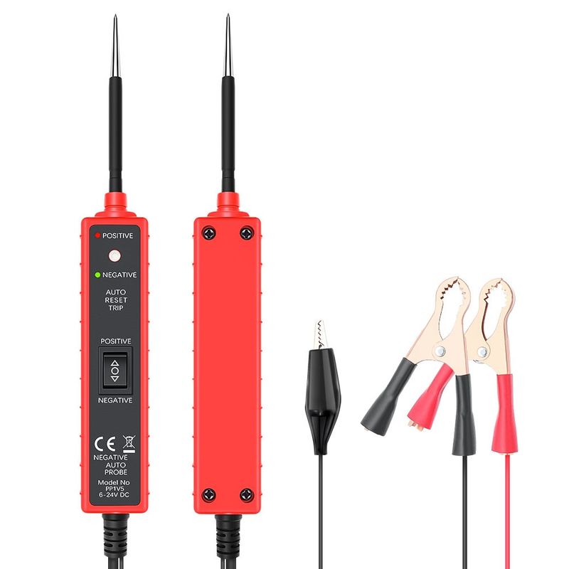 Auto si Moto - Reparatii si depanare - Scule auto - Testere si multimetre - Tester Multifunctional Techstar® Portabil pentru Circuite Auto 6V-24V DC cu Cablu de 5 metri, Protectie la Suprasarcina - Infinity.ro