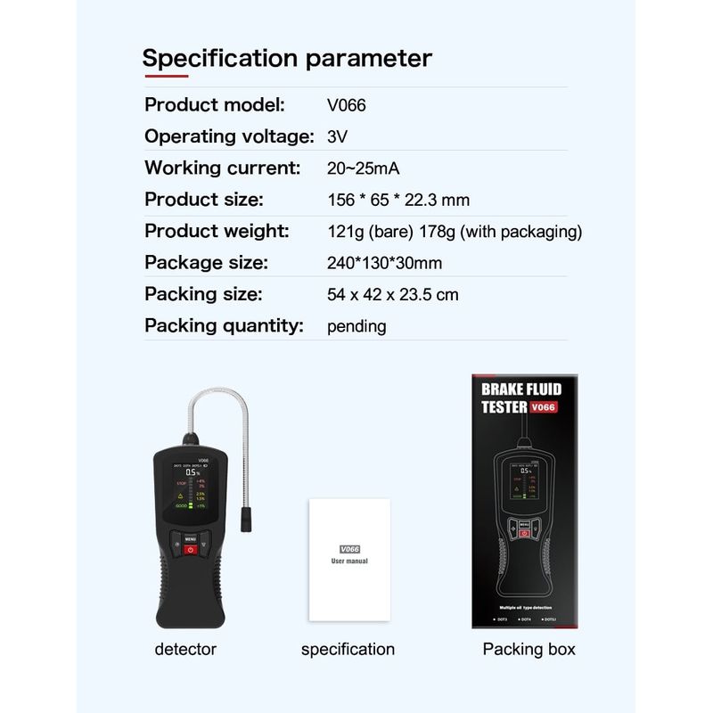 Auto si Moto - Reparatii si depanare - Scule auto - Testere si multimetre - Tester Digital Lichid de Frana Techstar® V066, cu Detectare Automata DOT3, DOT4, DOT5.1, Precizie Ridicata, Stilou - Infinity.ro