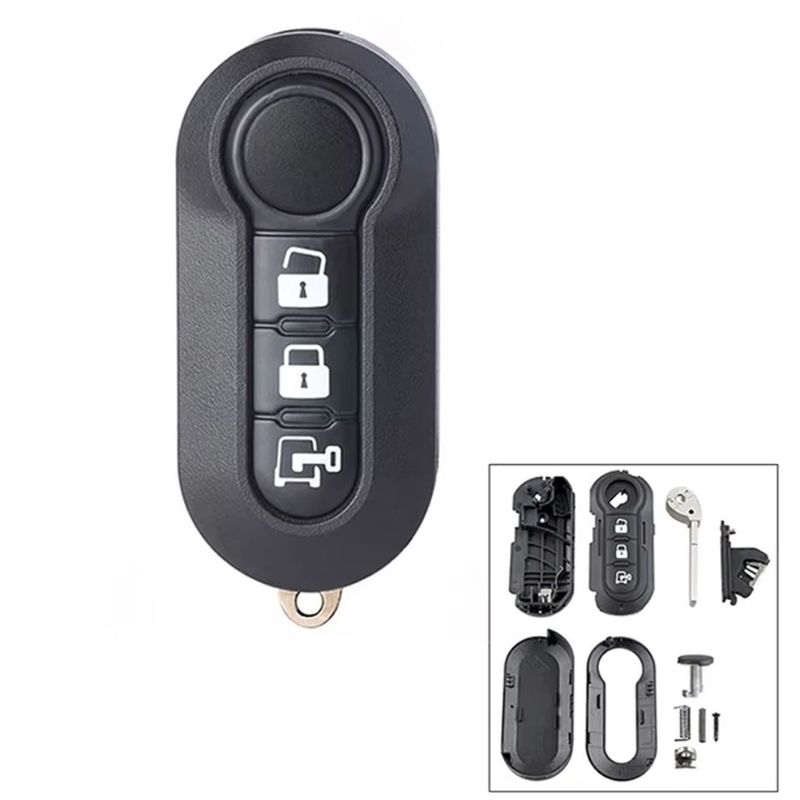 Auto si Moto - Electronice auto - Accesorii electronice auto - Carcasa Cheie Auto Techstar cu 3 butoane, compatibila Fiat Autoutilitara, Fiat Ducato, Fiat 500, Citroen Jumper - Infinity.ro