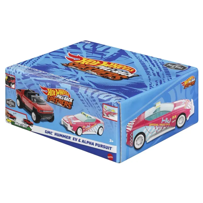 Jucarii, Copii si Bebe - Jucarii si jocuri - Vehicule si jucarii cu telecomanda - Masinute - Hot wheels set 2 masinute metalice pull back gmc hummer ev si alpha pursuit 1:43 - Infinity.ro