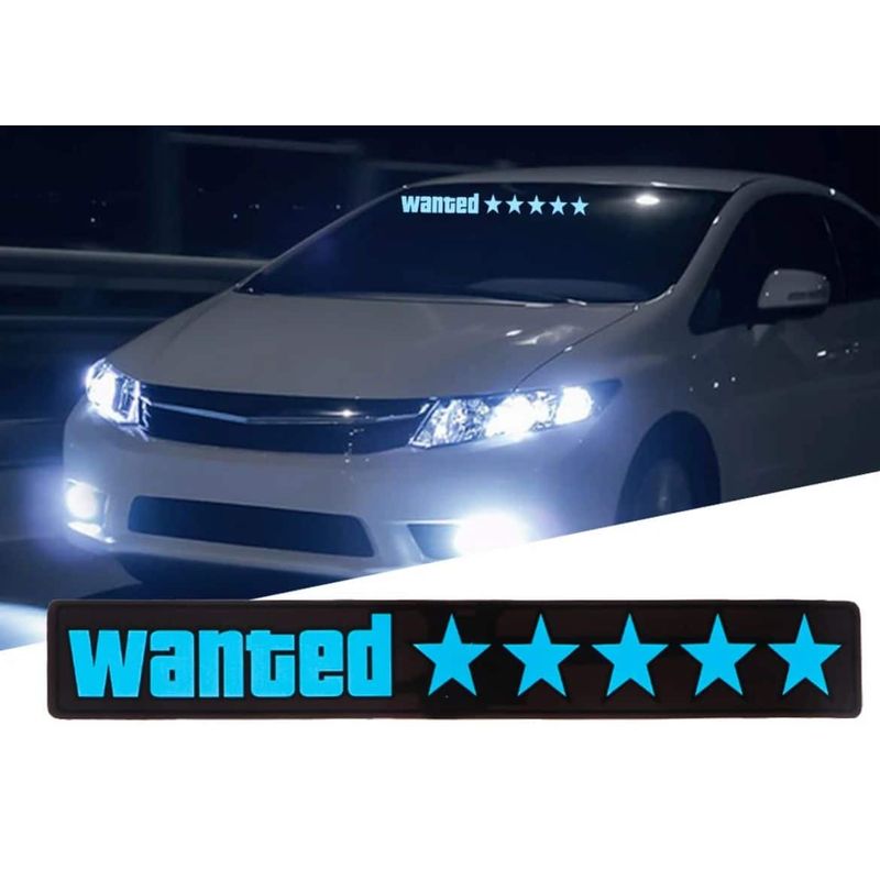 Auto si Moto - Intretinere auto - Stickere auto - Sticker Electric LED Auto, Wanted, Culoare Albastru pentru Parbriz, Luneta, Geamuri Laterale AutoREY® - Infinity.ro