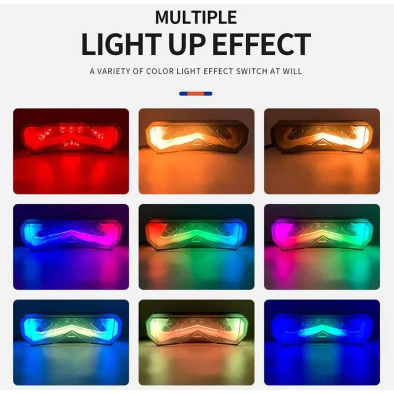 Auto si Moto - Piese auto si accesorii - Caroserie - Faruri, stopuri si proiectoare - Lampa stop LED moto 12V-80V Semnalizare Dinamica, Lumina Frana Rosie, Functie Rainbow, pentru Motociclete ATV-uri - Infinity.ro