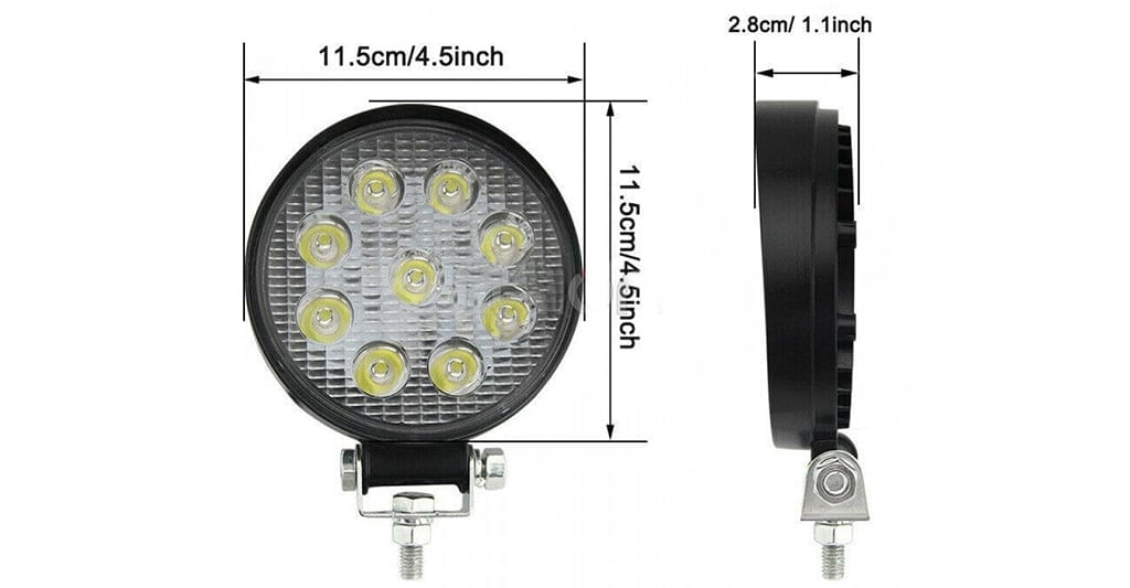 Proiector LED auto offroad 27W 12V-24V rotund