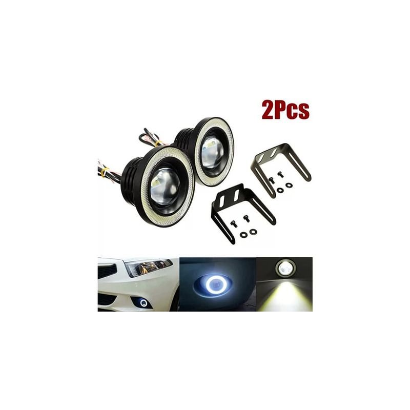 Auto si Moto - Piese auto si accesorii - Caroserie - Faruri, stopuri si proiectoare - Set Proiectoare LED cu Lupa si Angel Eyes Auto Moto - 89mm - Infinity.ro