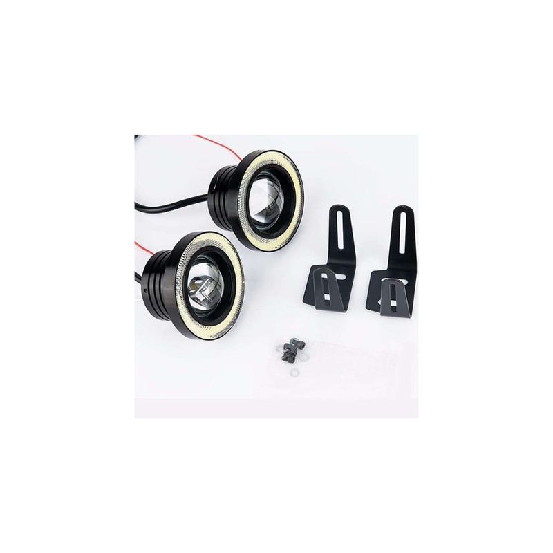 Auto si Moto - Piese auto si accesorii - Caroserie - Faruri, stopuri si proiectoare - Set Proiectoare LED cu Lupa si Angel Eyes Auto Moto - 89mm - Infinity.ro