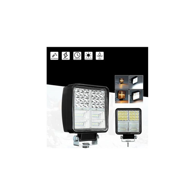 Auto si Moto - Piese auto si accesorii - Caroserie - Faruri, stopuri si proiectoare - Lampa Led Stroboscopica Bicolor Alb si Galben 108W Proiector 12V 24V - Infinity.ro