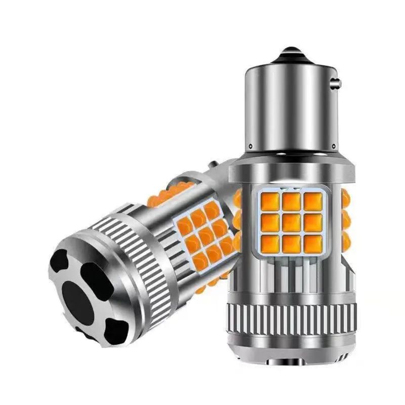 Auto si Moto - Electrice auto - Iluminare si semnalizare - Becuri auto - Bec LED Semnal P21W / BA15S / 1156, DRL Lumini de Zi, 30W, 2800LM, Culoare Portocaliu, Ventilator Integrat, Canbus 12V - Infinity.ro