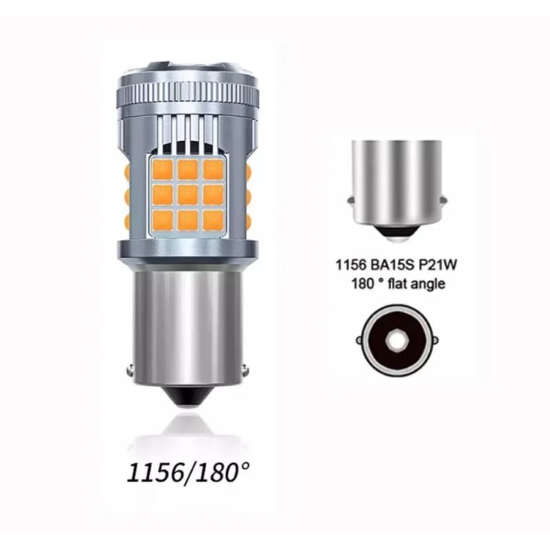 Auto si Moto - Electrice auto - Iluminare si semnalizare - Becuri auto - Bec LED Semnal P21W / BA15S / 1156, DRL Lumini de Zi, 30W, 2800LM, Culoare Portocaliu, Ventilator Integrat, Canbus 12V - Infinity.ro