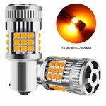 Auto si Moto - Electrice auto - Iluminare si semnalizare - Becuri auto - Bec LED Semnal PY21W / BAU15S / 1156, DRL Lumini de Zi 30W Culoare Portocaliu cu pini Decalati, cu Ventilator Canbus 12V - Infinity.ro
