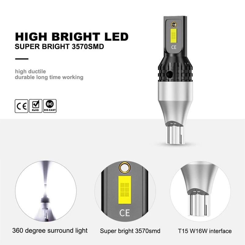 Auto si Moto - Electrice auto - Iluminare si semnalizare - Becuri auto - Bec Auto LED T15 / W16W, Canbus, 1200LM, 6500K, Plug and Play, Fara Polaritate, 12V, Durata de Viata 60.000 Ore AutoREY® - Infinity.ro