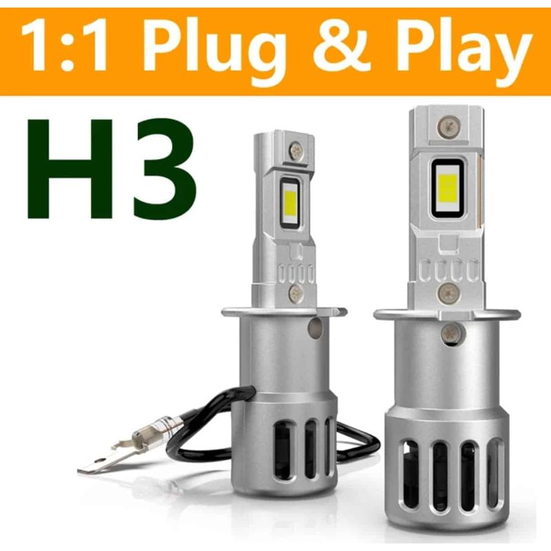 Auto si Moto - Electrice auto - Iluminare si semnalizare - Becuri auto - Set 2 becuri LED H3, 55W, Canbus PRO AutoREY® lumina alb-rece, 25.000 Lumeni, Ventilator inclus - Infinity.ro