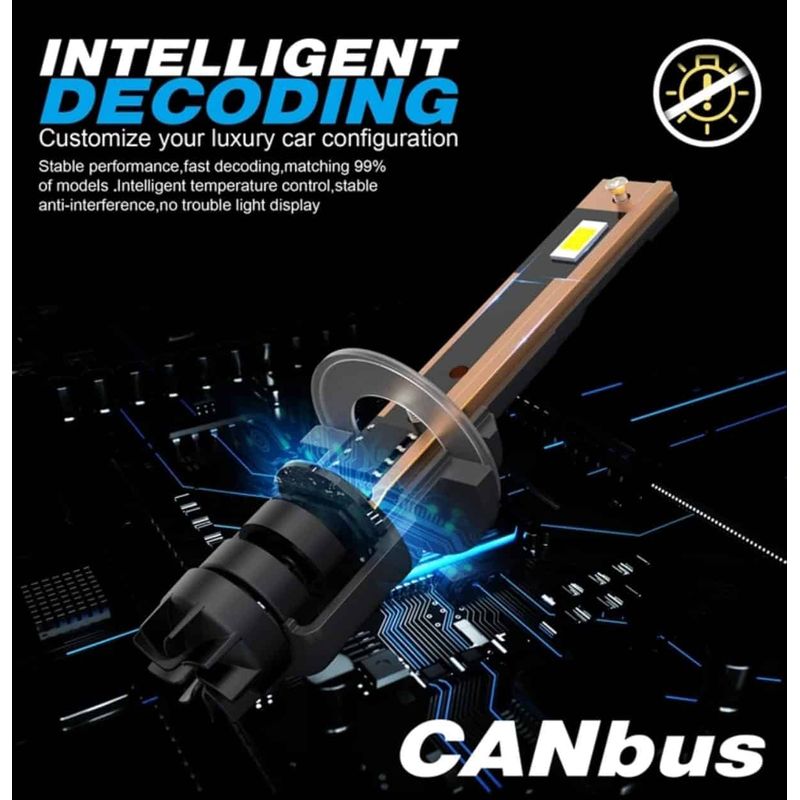Auto si Moto - Electrice auto - Iluminare si semnalizare - Becuri auto - Set 2 becuri LED H3, 55W, Canbus PRO AutoREY® lumina alb-rece, 25.000 Lumeni, Ventilator inclus - Infinity.ro