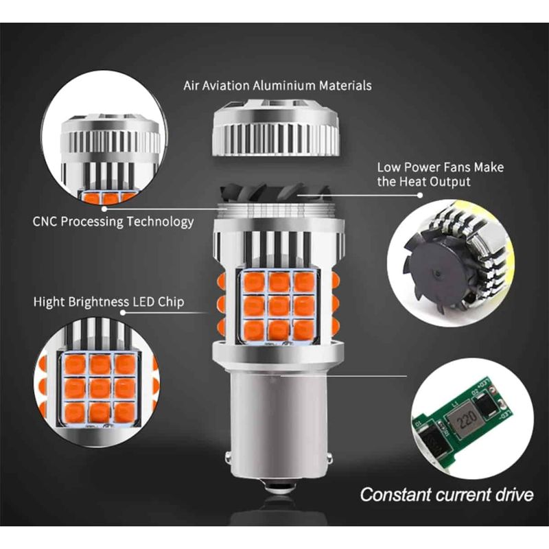 Auto si Moto - Electrice auto - Iluminare si semnalizare - Becuri auto - Bec LED pentru Stop sau Frana P21W / BA15S / 1156, Pini Egali, 30W, 2800LM, Culoare Rosu Ventilator Integrat, Canbus 12V - Infinity.ro