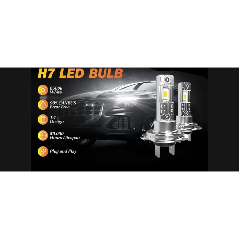 Auto si Moto - Electrice auto - Iluminare si semnalizare - Becuri auto - Set 2 becuri LED H7, 55W, lumina alb-rece, 16.000 Lumeni, Fara cablu - Infinity.ro