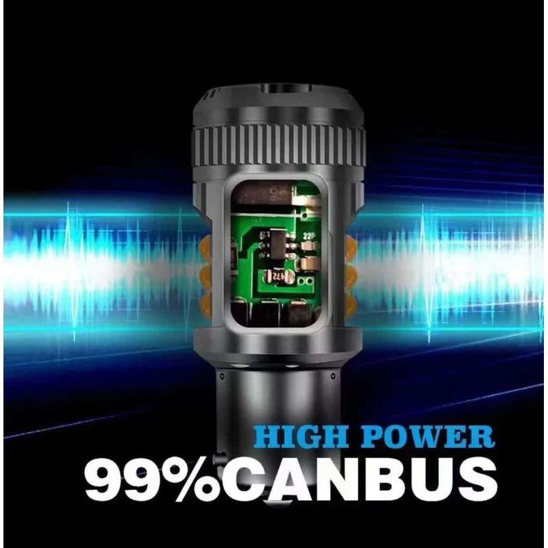 Auto si Moto - Electrice auto - Iluminare si semnalizare - Becuri auto - Bec LED T20 / W21/5W / 7443 pentru Semnal, DRL, Lumini de Zi cu 2 Filamente, 30W, 3000K Galben cu Ventilator, Canbus 12V - Infinity.ro