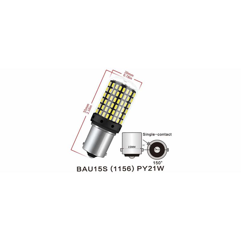 Auto si Moto - Electrice auto - Iluminare si semnalizare - Becuri auto - Bec LED Canbus 1156/BAU15S PY21W 3014, 144 LED-uri Marsarier, Lumini de Zi, Daylight - Infinity.ro