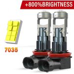 Auto si Moto - Electrice auto - Iluminare si semnalizare - Becuri auto - Set 2 Becuri LED H8 / H11 cu Lupa, SUPER CSP, Putere 150W si 27.000 Lumeni, Cipuri CSP 7035, 6000K Alb Rece - Infinity.ro