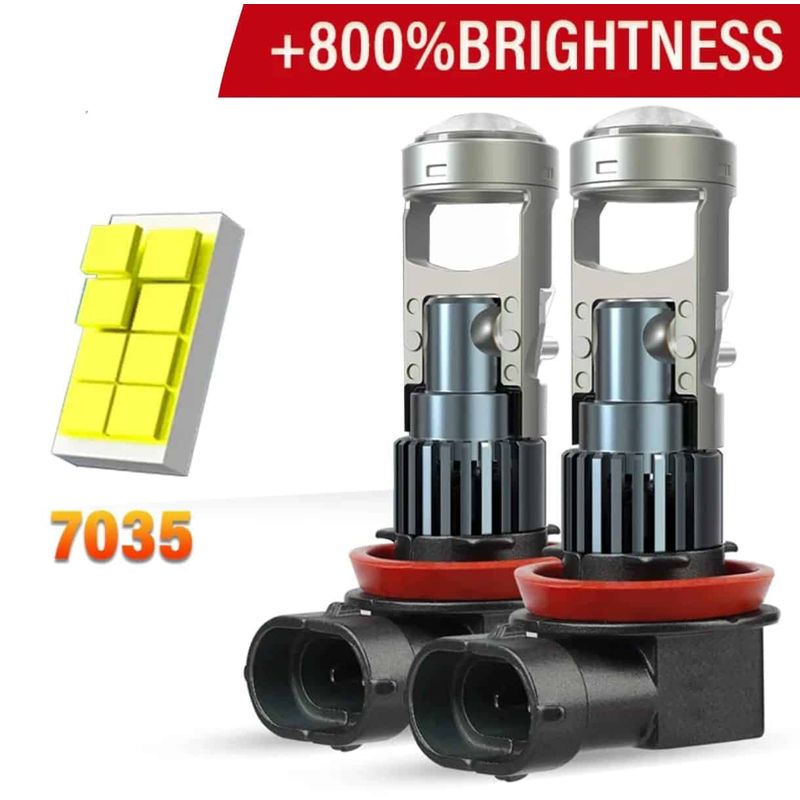 Auto si Moto - Electrice auto - Iluminare si semnalizare - Becuri auto - Set 2 Becuri LED H8 / H11 cu Lupa, SUPER CSP, Putere 150W si 27.000 Lumeni, Cipuri CSP 7035, 6000K Alb Rece - Infinity.ro