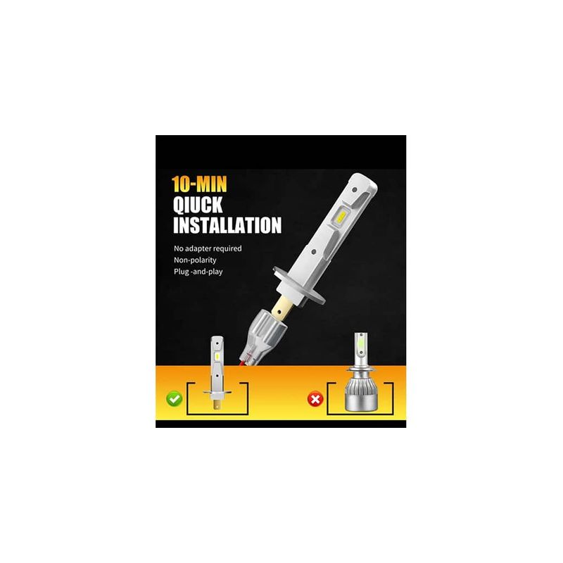 Auto si Moto - Electrice auto - Iluminare si semnalizare - Becuri auto - Set 2 becuri LED H1, 55W, lumina alb-rece, 25.000 Lumeni, Fara cablu - Infinity.ro