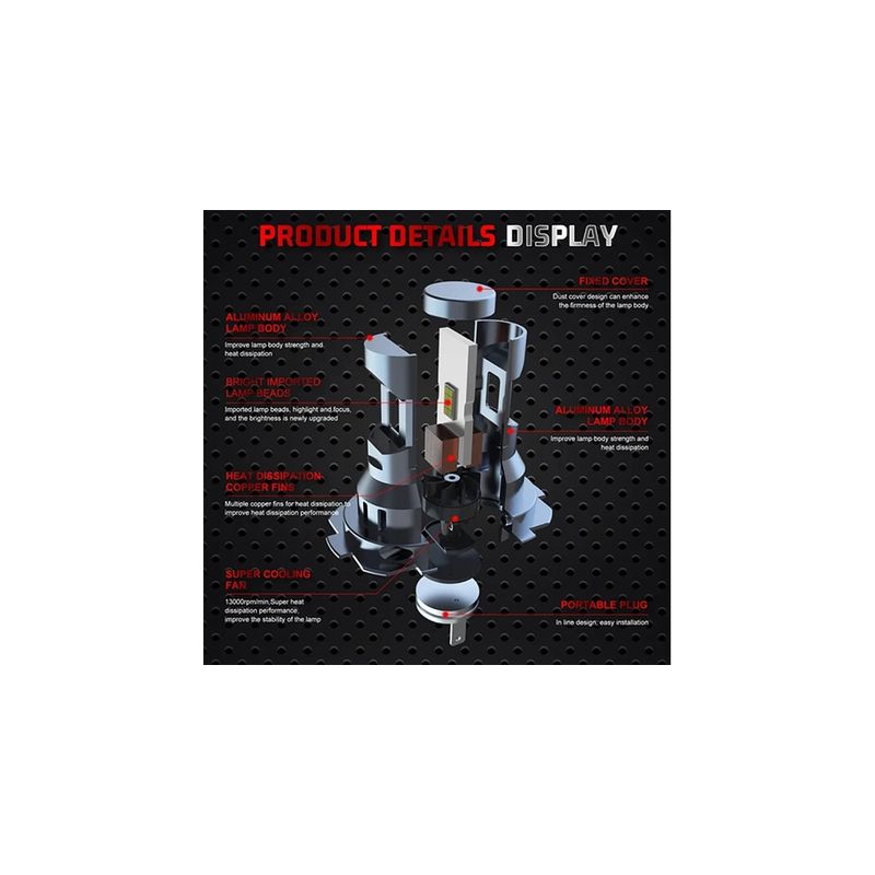 Auto si Moto - Electrice auto - Iluminare si semnalizare - Becuri auto - Set 2 becuri LED H8 / H11, 55W,  lumina alb-rece, 25.000 Lumeni, Fara cablu si ventilator inclus - Infinity.ro
