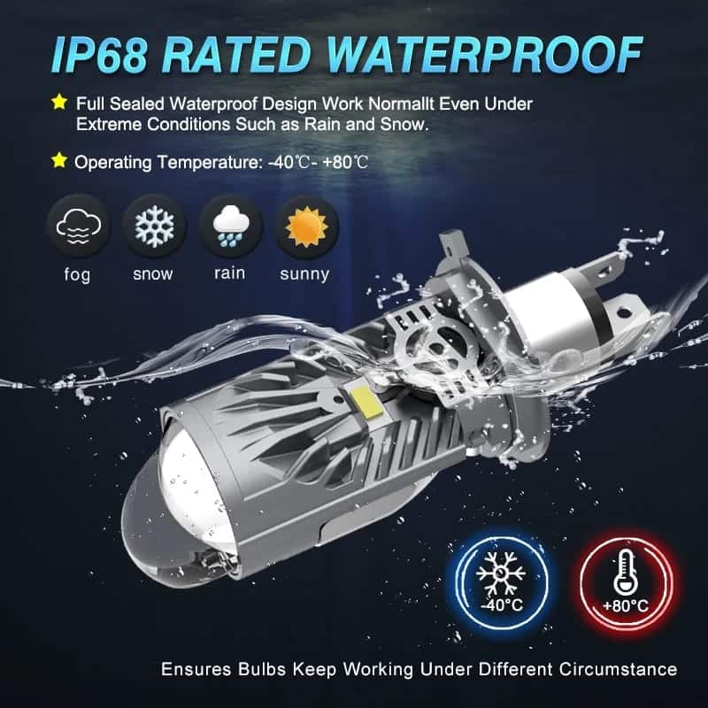 Auto si Moto - Electrice auto - Iluminare si semnalizare - Becuri auto - Set 2 Becuri LED H4 cu Lupa, SUPER CSP, Putere 150W si 27.000 Lumeni,  Cu cipuri CSP 7035, 6000K Alb Rece, CANBUS - Infinity.ro