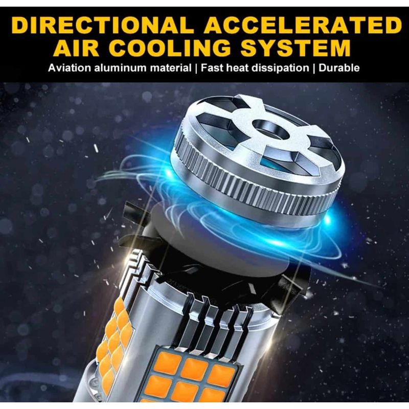 Auto si Moto - Electrice auto - Iluminare si semnalizare - Becuri auto - Bec LED T20 / W21W / 7440 pentru Semnal, DRL, Lumini de Zi cu un Filament, 30W, 3000K Galben,  cu Ventilator Canbus 12V - Infinity.ro