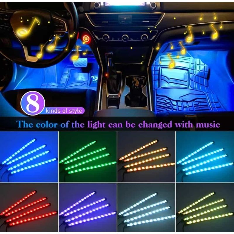 Auto si Moto - Electrice auto - Iluminare si semnalizare - Lumini ambientale - Lumini Ambientale Auto Kit interior cu 18 LED-uri RGB cu Conectare USB si Control din Aplicatie Intensitate Reglabila - Infinity.ro