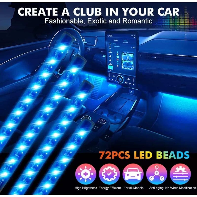 Auto si Moto - Electrice auto - Iluminare si semnalizare - Lumini ambientale - Lumini Ambientale Auto Kit interior cu 18 LED-uri RGB cu Conectare USB si Control din Aplicatie Intensitate Reglabila - Infinity.ro